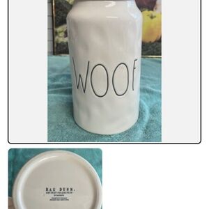Rae Dunn Cream 'Woof' Pet Canister
